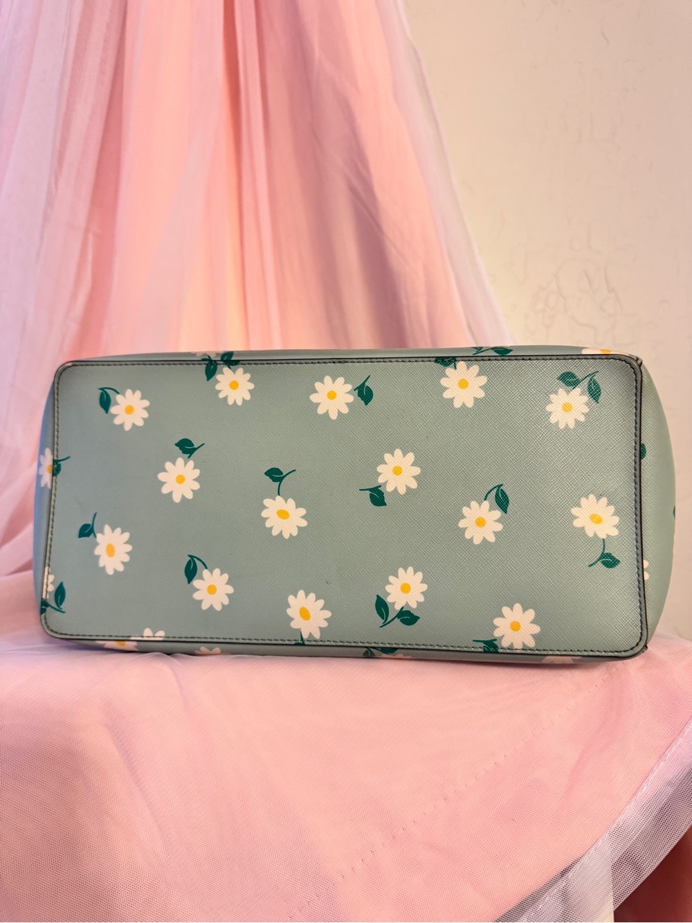 👜[🌼Excellent]Kate Spade Daisy Print Tote Bag Light Blue Floral Shoulder Purse - Picture 7 of 7